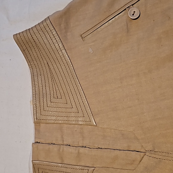 Rebecca Taylor linen blend skirt with leather trim - Picture 2 of 8